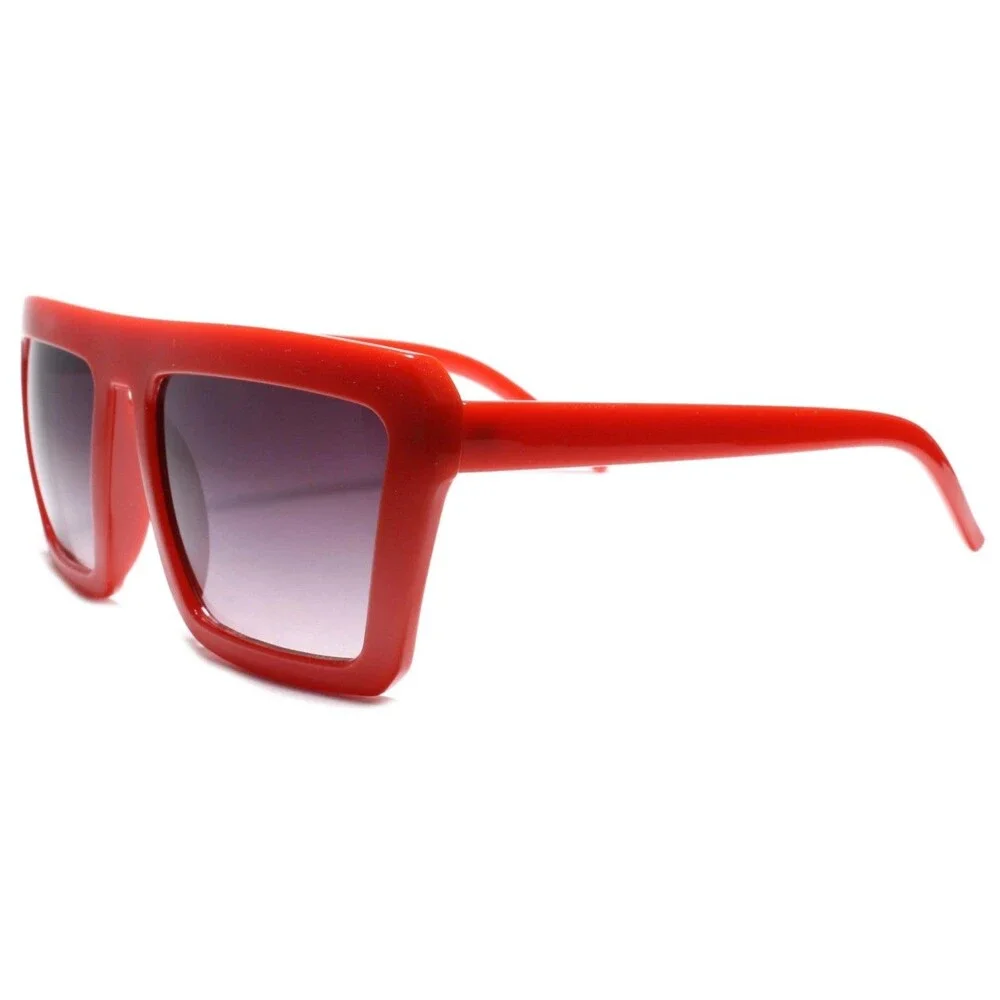 Classic Old Fashioned 80s 90s Retro Hip Hop Mens Womens Square Red Sunglasses